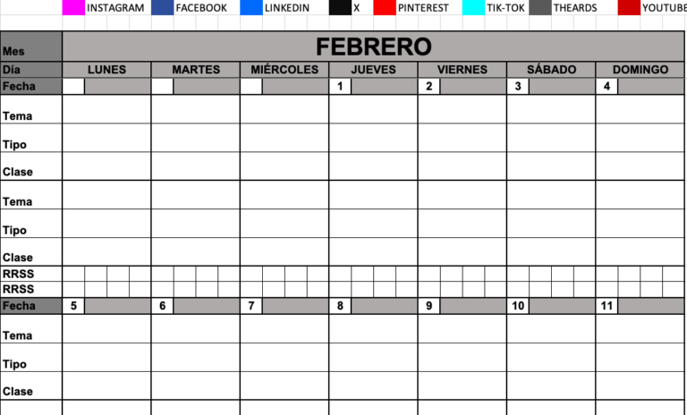 Calendario de contenido